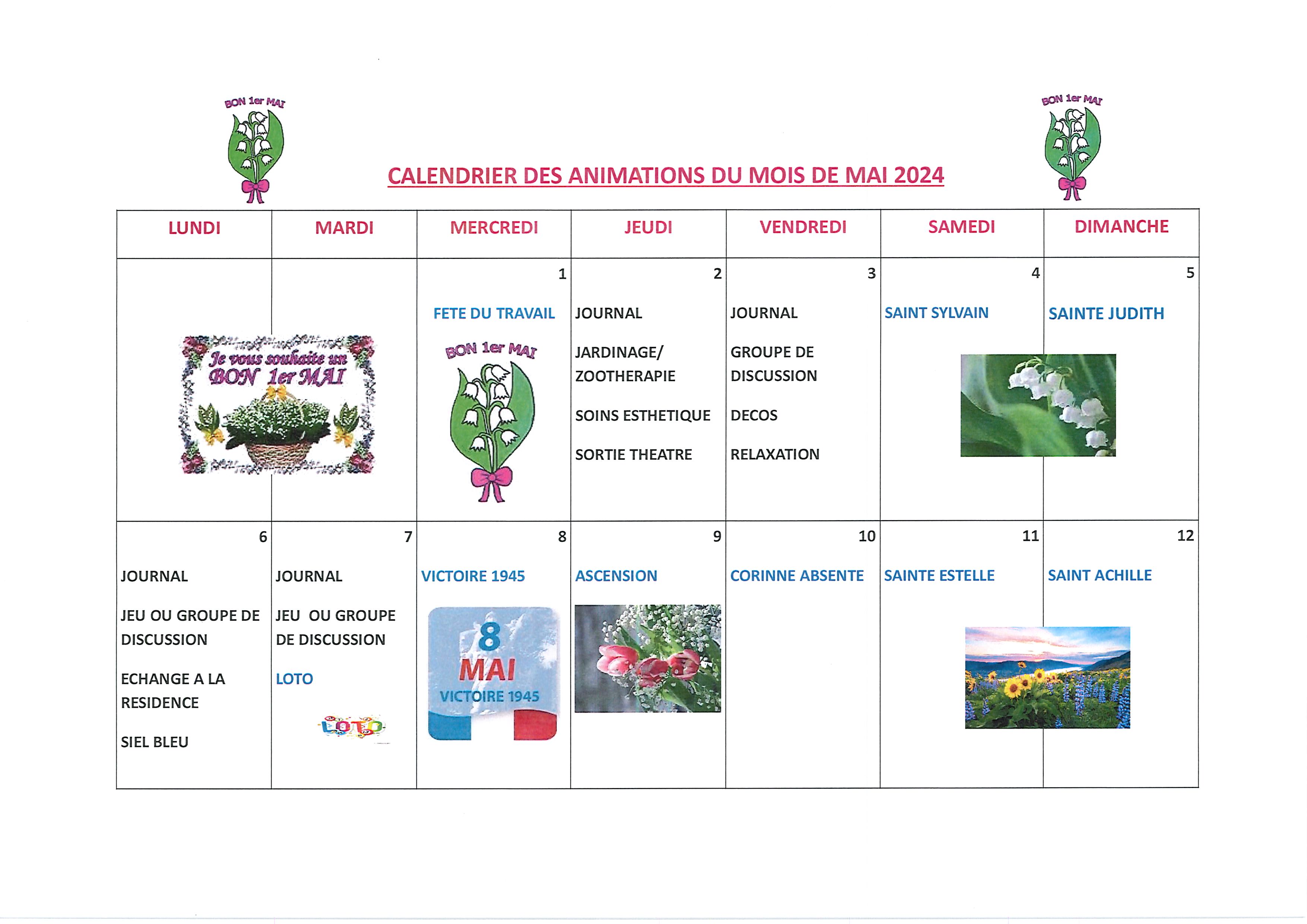 Calendrier animations juin 2024 SCEY
