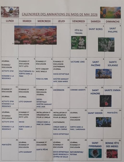 Calendrier animation mai 2026 Scey